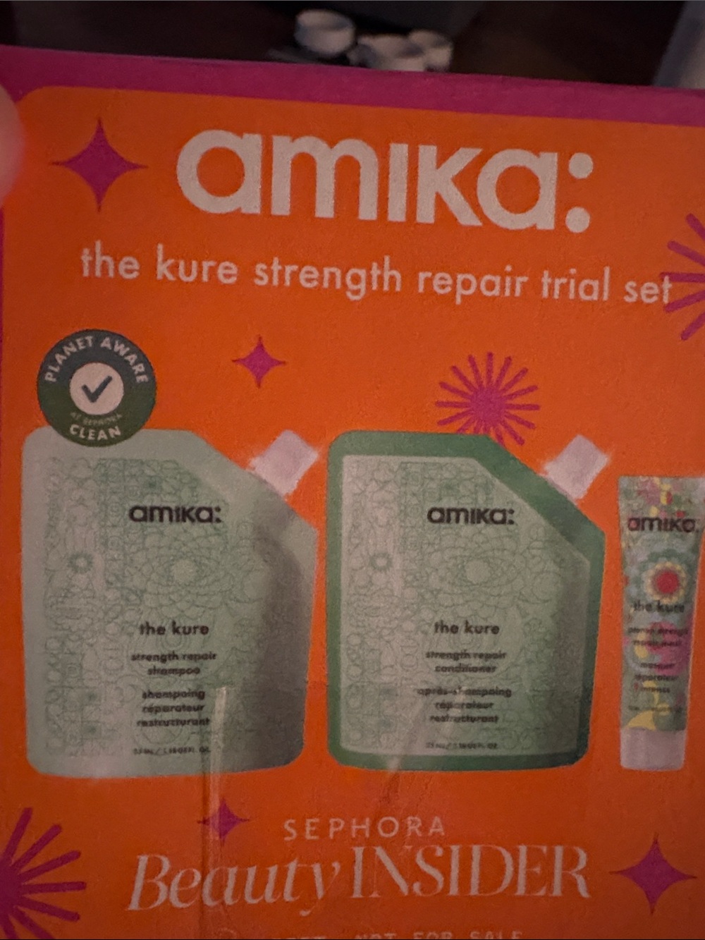 NWT amika Trial Set with Bright Orange & Pink Packaging